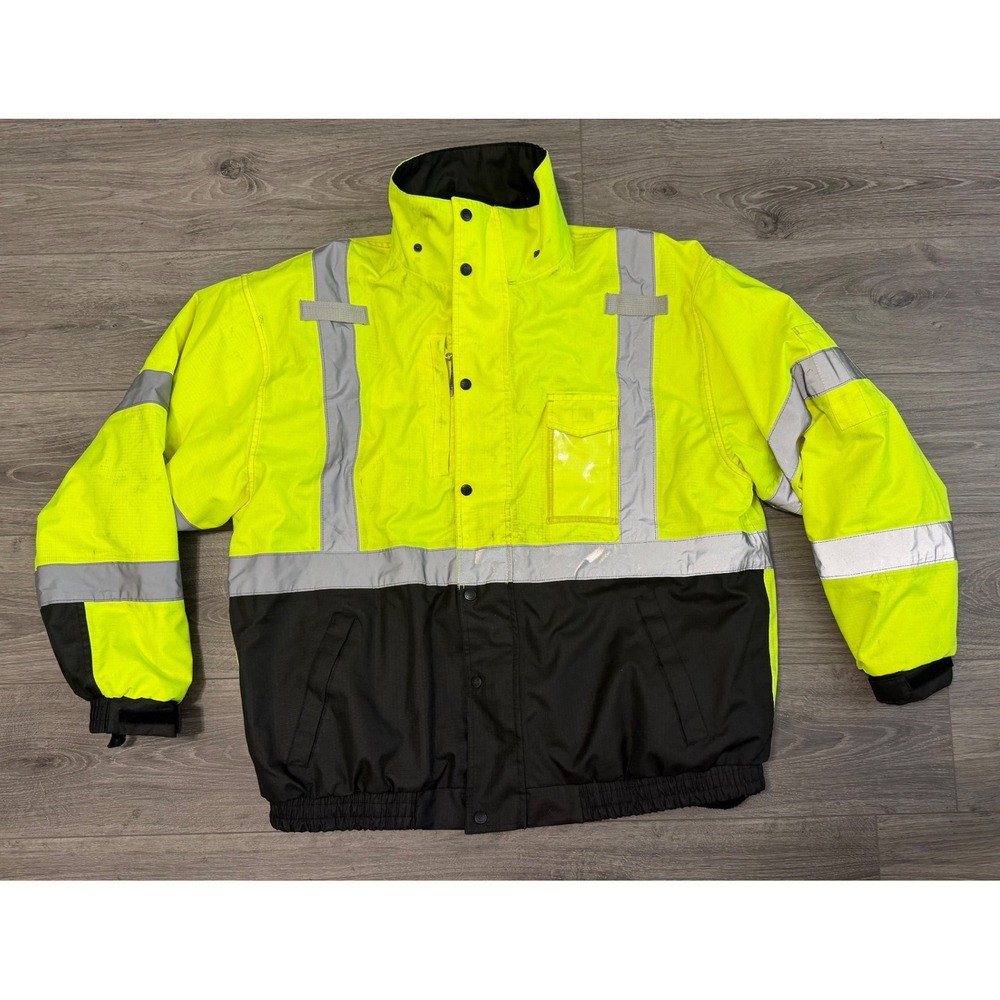 Ergodyne Work Gear High Visibility Neon Yellow‎ Black Safety Jacket Men XL